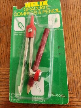 Helix Graduate Red Compass with Matching Red Pencil
